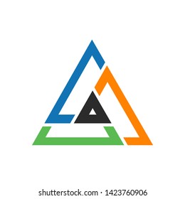 Geometric Triple Triangle with Triangle Inside Icon, Logo Template