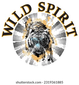 geometric tshirt textile leopard wild spirit slogan pattern and background animal design