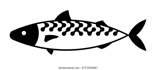 «Geometric Tuna Fish Vector Three of Three: Outline with Spot Pattern for Label and Badge»