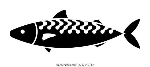 "Geometrischer Thunfisch Vektor Zwei von drei: Schwarze Silhouette für Emblem und Print-Design"