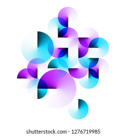 Geometric Turquoise Blue and Purple Angle Gradient Circles Isolated on White Square Background. EPS 10.