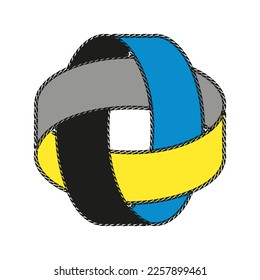 geometric twisted rotary shape with textured  line