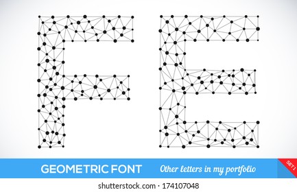 Geometric type font, geometric modern typography sat. E and F letters. More letters in my portfolio.