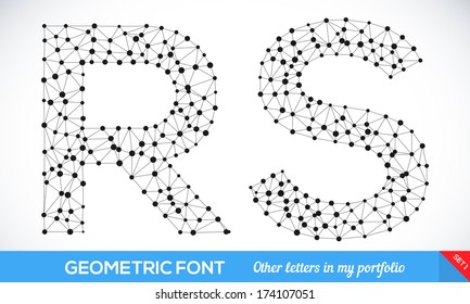 Geometric type font, geometric modern typography sat. R and S letters. More letters in my portfolio.