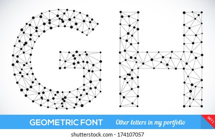 Geometric type font, geometric modern typography sat. G and H letters. More letters in my portfolio.