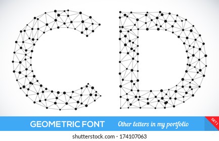 Geometric type font, geometric modern typography sat. C and D letters. More letters in my portfolio.