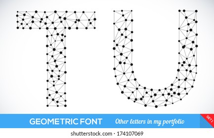 Geometric type font, geometric modern typography sat. T and U letters. More letters in my portfolio.