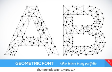 Geometric type font, geometric modern typography sat. A and B letters. More letters in my portfolio.