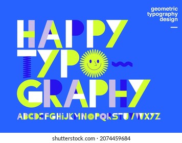 geometric typography design vector, illustration