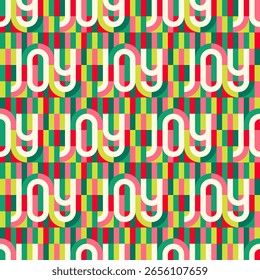 Geometric typography with red and green rectangular pattern design for christmas and new year background.