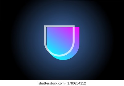 geometric U pink blue line alphabet letter logo icon for company. Simple line design for business and corporate