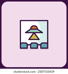 Geometric UFO Icon in Pastel Color Palette