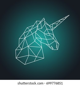 Geometric unicorn head. Side view. Vector illustration.