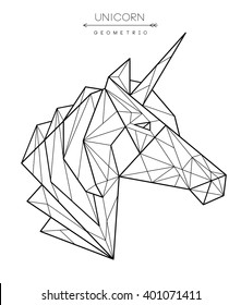 Geometric Unicorn Head. Tattoo, T-shirt Design