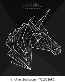 Geometric unicorn head. Tattoo, t-shirt design