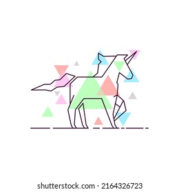 Geometric Unicorn Outline Design Logo