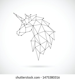 Geometric Unicorn silhouette. Image of Unicorn in the form of constellation. Vector illustration.