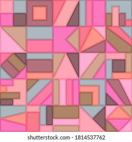 Geometric Universal Graphic Seamless Pattern of Beige, Brown, Coral, Pink, Grey, Simple Shapes. Minimal Style. Abstract Pastel Flat Continuous Background of Squares.