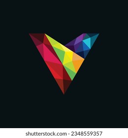 Geometric V abstract logo vector