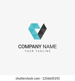 Geometric V Logo can be use for general company