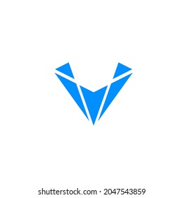 geometric V logo design, diamond tech vector template