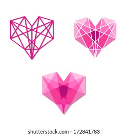 Geometric valentine day elements. Love pink heart.