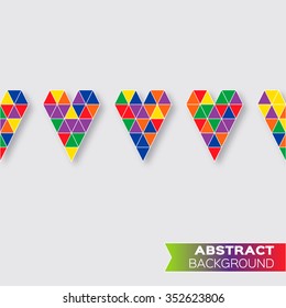 Geometric Valentines day. Abstract polygonal paper hearts. Love background.