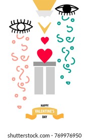 Geometric Valentine's Day Gift Card - Illustration