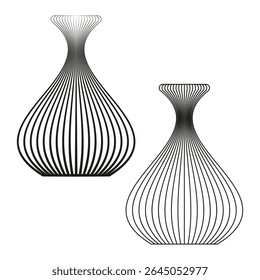 Formas geométricas de vaso. Formas listradas do navio. Projeto de contêiner vetorial. Silhuetas abstratas de cerâmica.