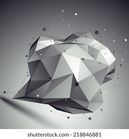Geometric vector abstract 3D complicated lattice backdrop, single color eps8 asymmetric sharp tech illustration.