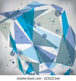 Geometric vector abstract 3D complicated op art backdrop, eps10 conceptual tech illustration, best for web and graphic design. Transparent covering with overlay geometric shaped figures.