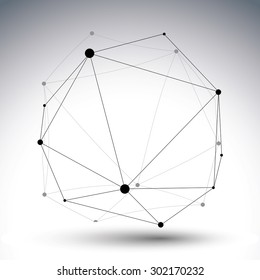 Geometric vector abstract 3D complicated lattice Ã??Ã�Â¸Ã�Â¾Ã??Ã?Â�Ã�Âµ, single color messy eps8 conceptual tech illustration.