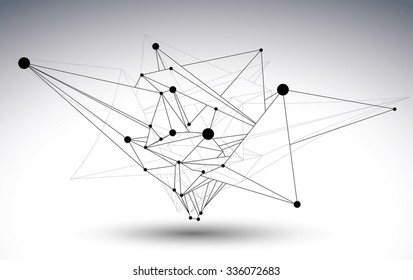 Geometric vector abstract 3D complicated lattice object, single color messy eps8 conceptual tech illustration.
