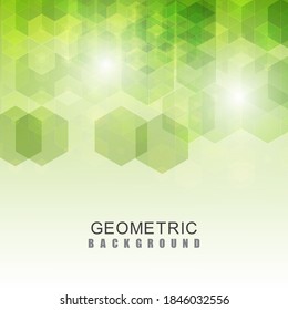 Fondo abstracto vectorial geométrico en hexagones de color verde, plantilla de folleto