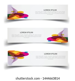 Geometric Vector abstract banner design web template. Abstract design banner web template on white background. Header footer Web Design Elements. Collection of web banner template - Vector set