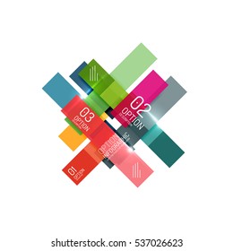 Geometric vector abstract composition with text and options for workflow layout, diagram, number options or web design