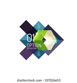 Geometric vector abstract composition with text and options for workflow layout, diagram, number options or web design