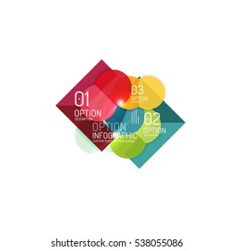 Geometric vector abstract composition with text and options for workflow layout, diagram, number options or web design