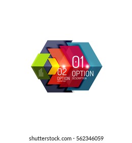 Geometric vector abstract composition with text and options for workflow layout, diagram, number options or web design