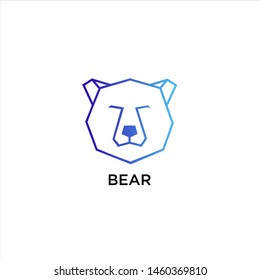 Geometric vector animal bear head, line concept