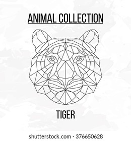 Geometric vector animal tiger head background