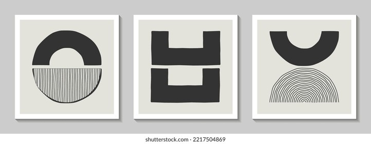 Diseño de arte vectorial geométrico para la decoración de paredes, Composición abstracta pintada a mano a la moda en eps 10
