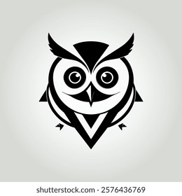Geometric Vector Art with Triangular Elements Abstract Owl Head Logo