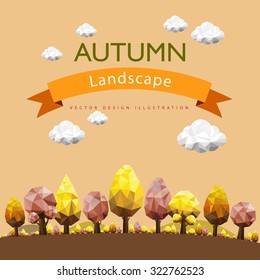  geometric vector Autumn landscape. Autumn trees.