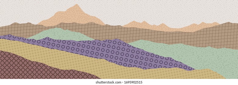 Geometric vector background, banner. Imitation of mountain ranges, different shades, original textures.