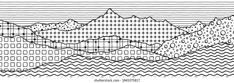 Geometric vector background, banner. Imitation of mountain ranges, original textures.
