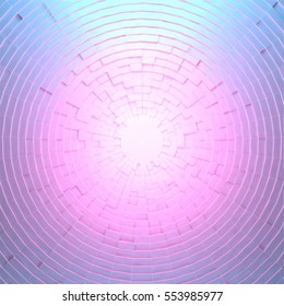 Geometric vector background. Circular grid of blocks. Circle order shape