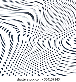 Geometric vector background created with moire technique. Noisy contrast lined tiling with visual effects. 