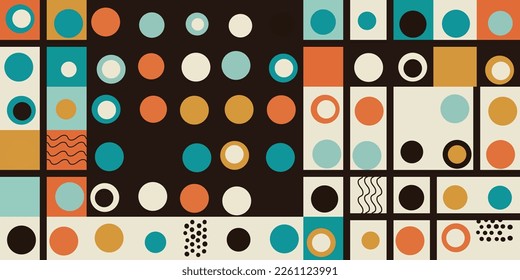 Geometric vector background with flat, minimal, retro style. For print and interior design, textiles, paintings, seamless patterns.