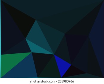 Geometric vector background. Green  color low poly texture. Polygonal vector pattern. Dark  triangular background